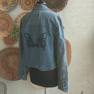 jean jacket with butterflies